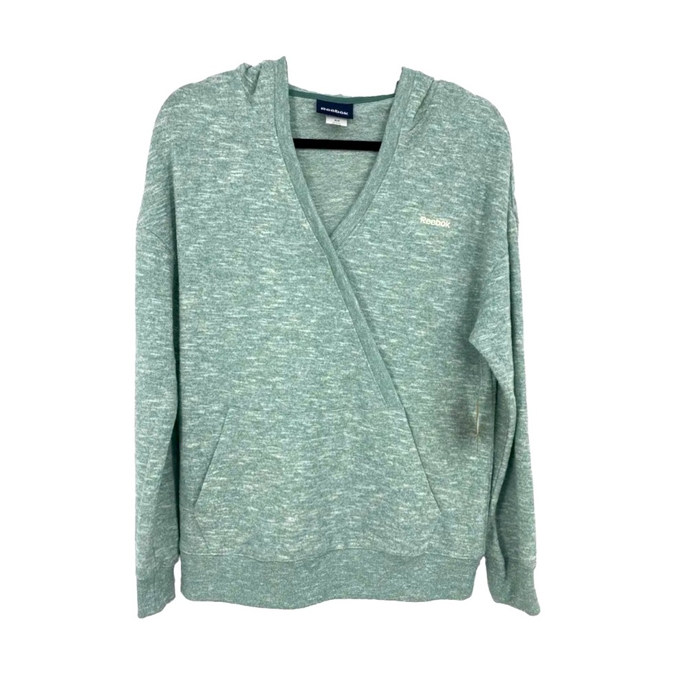 NWT Reebok Workout Sweater Womens size Medium Green Hooded Stretch Relax